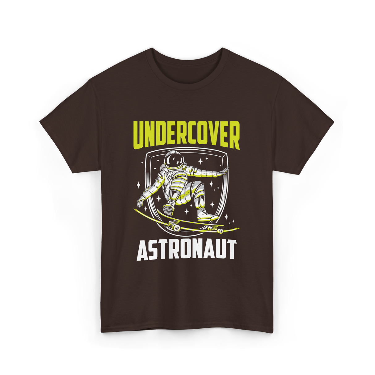 Undercover Astronaut Skateboarding Space T-Shirt - Dark Chocolate