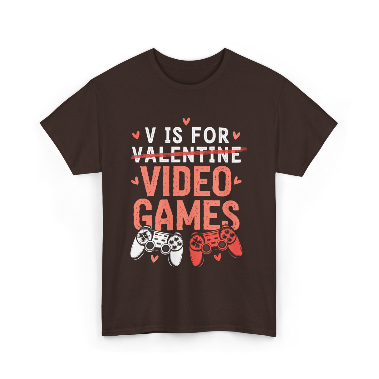 V Is For Video Games Gamer T-Shirt - Dark Chocolate