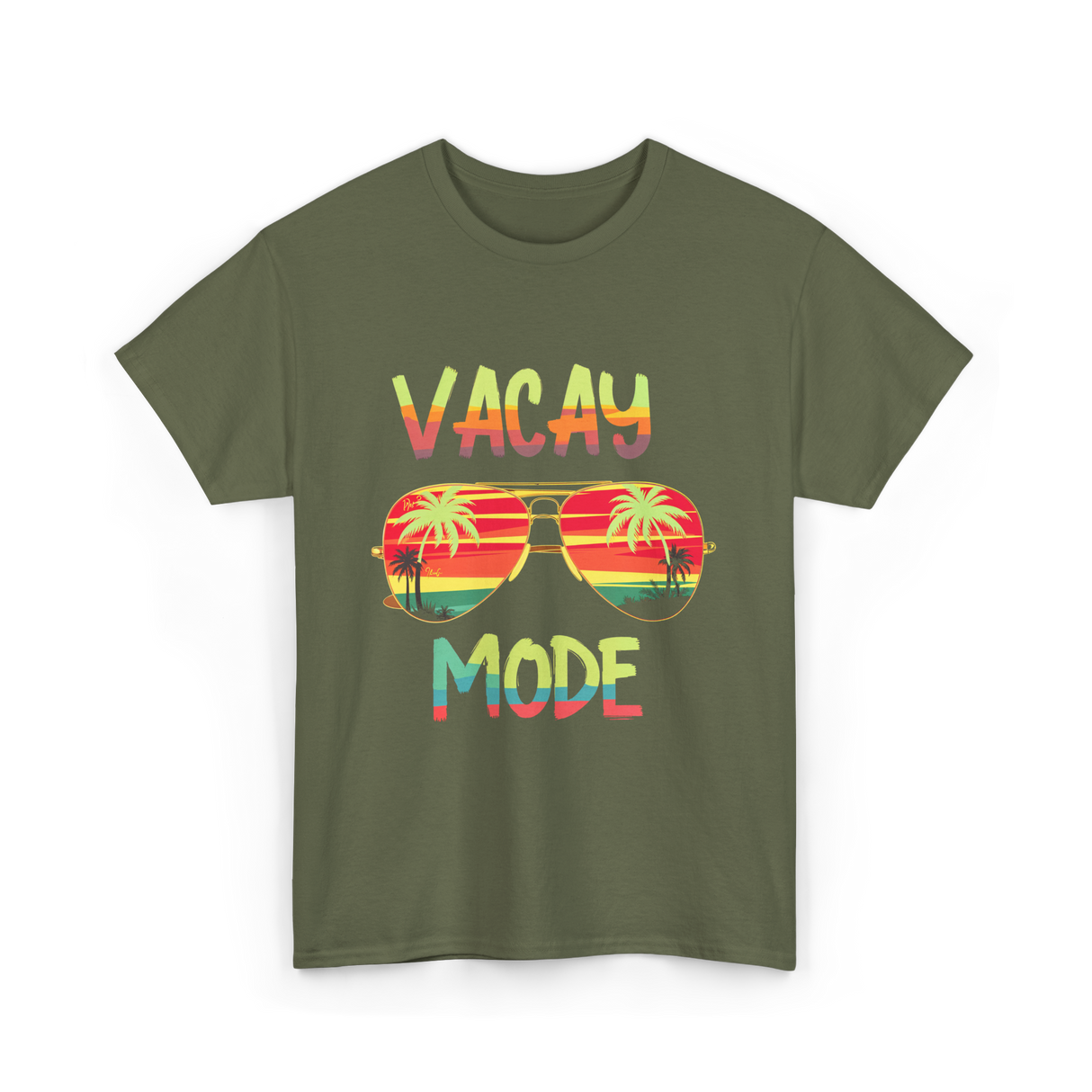 Vacay Mode Summer Vacation T-Shirt - Military Green