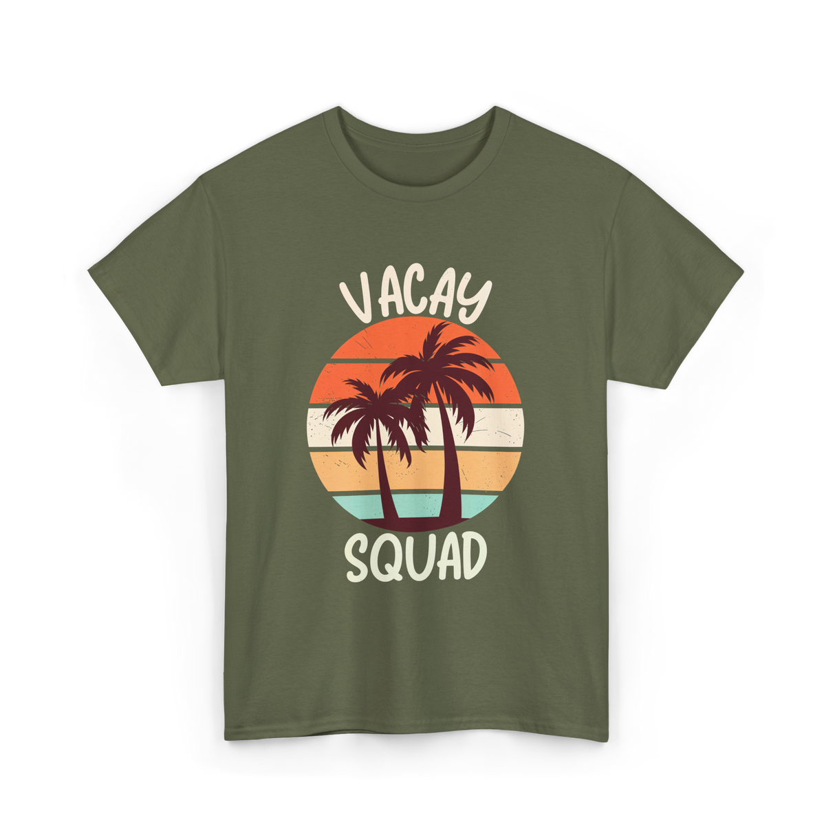 Vacay Squad Vacation Travel T-Shirt - Military Green