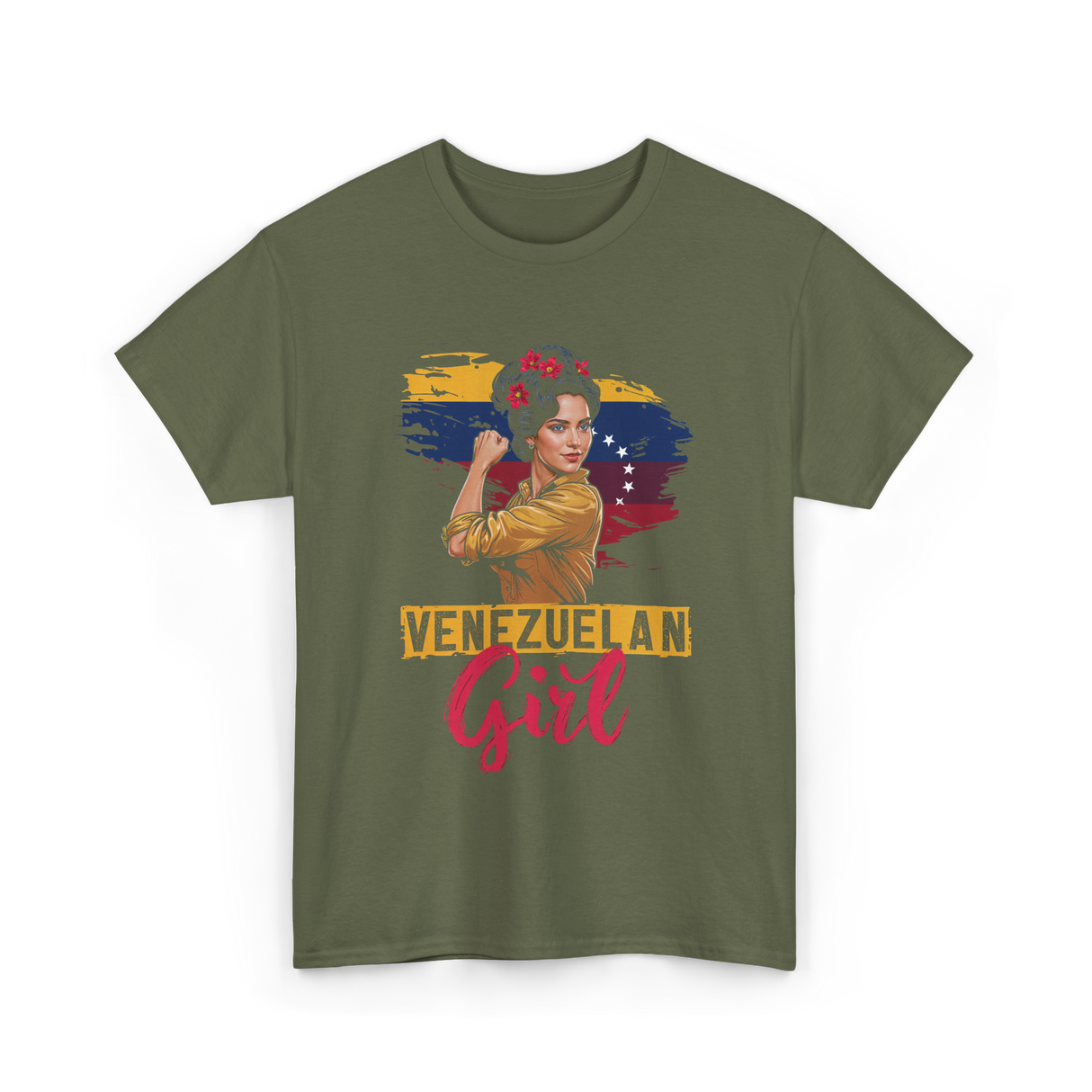 Venezuelan Girl Latin American Heritage T-Shirt - Military Green