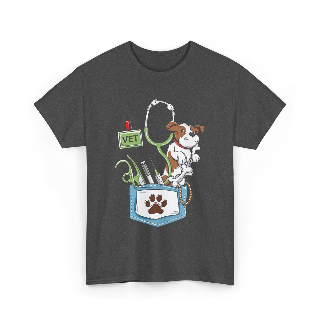 Vet Tech Dog Veterinarian T-Shirt - Dark Heather
