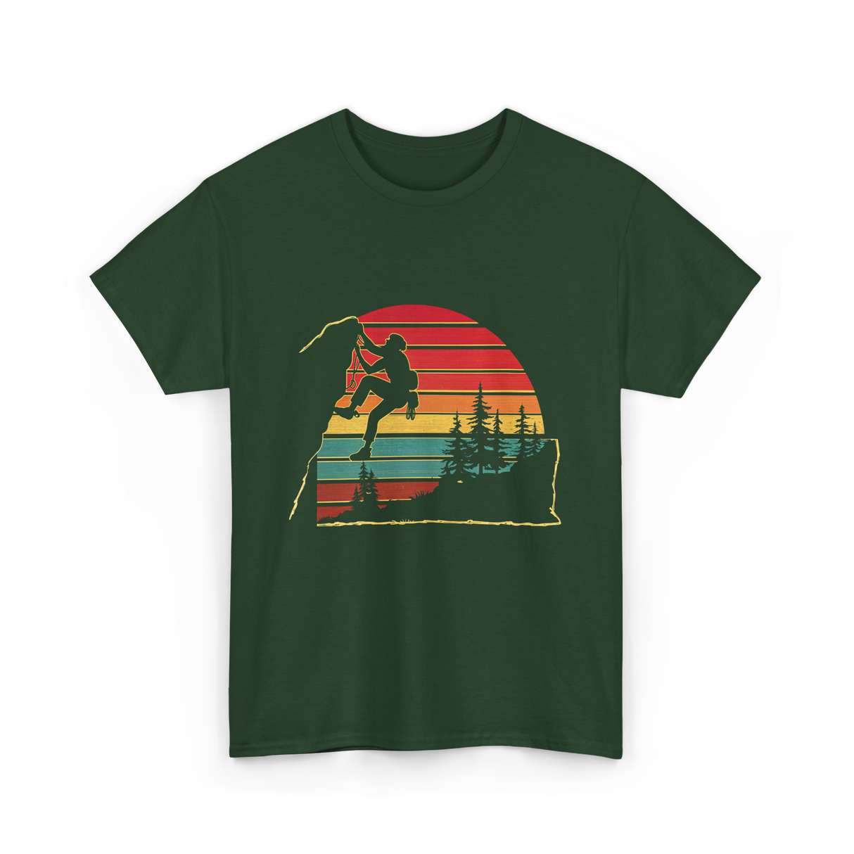 Vintage Climbing Rock Climber Adventure T-Shirt - Forest Green
