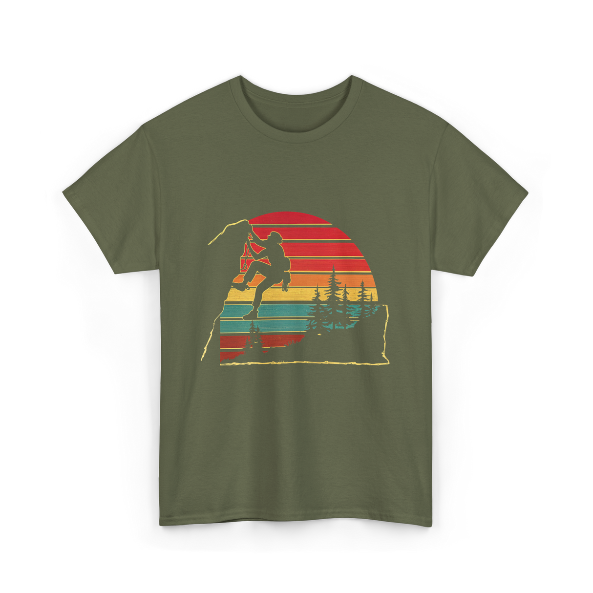 Vintage Climbing Rock Climber Adventure T-Shirt - Military Green