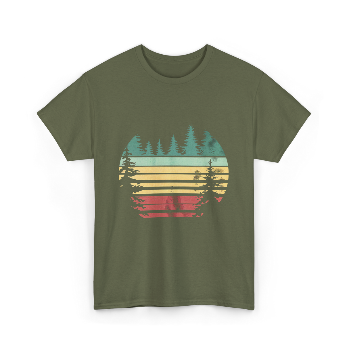 Vintage Forest Nature Outdoors T-Shirt - Military Green