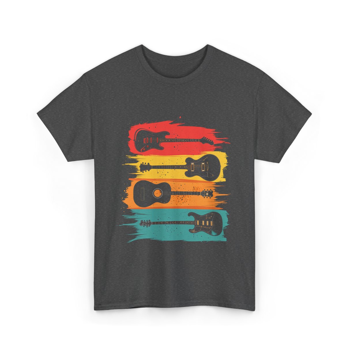 Vintage Guitars Music Guitarist T-Shirt - Dark Heather