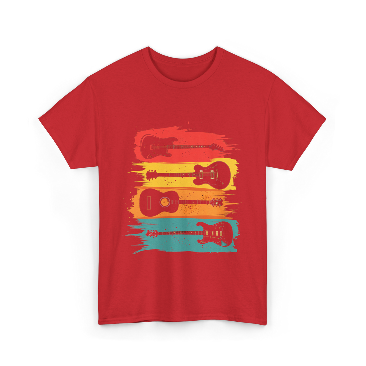 Vintage Guitars Music Guitarist T-Shirt - Red