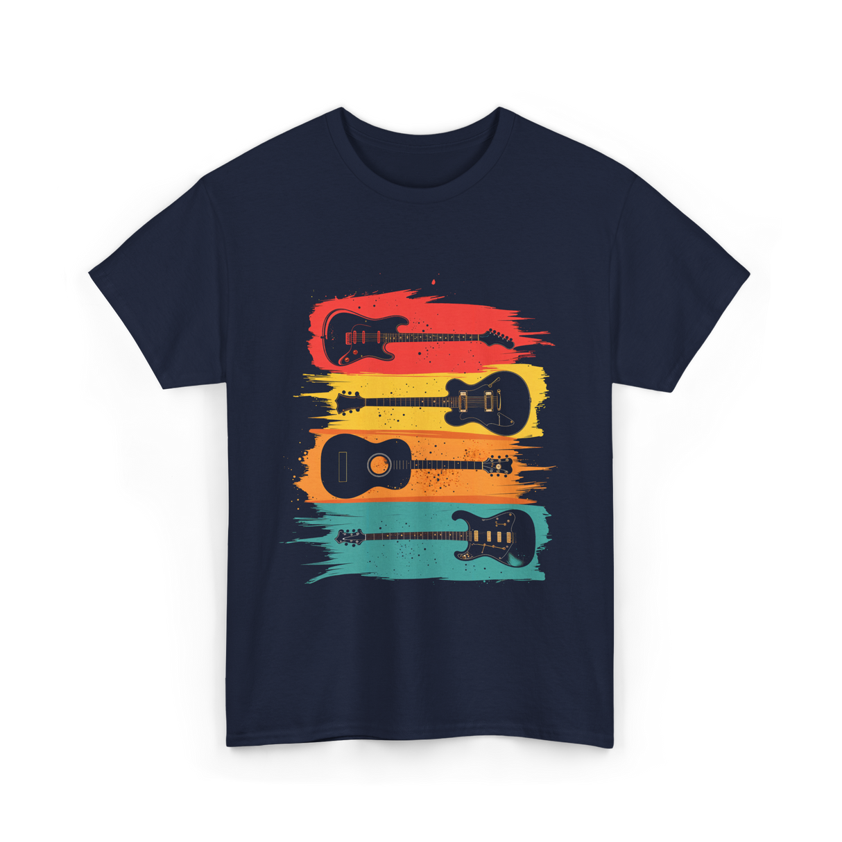 Vintage Guitars Music Guitarist T-Shirt - Navy