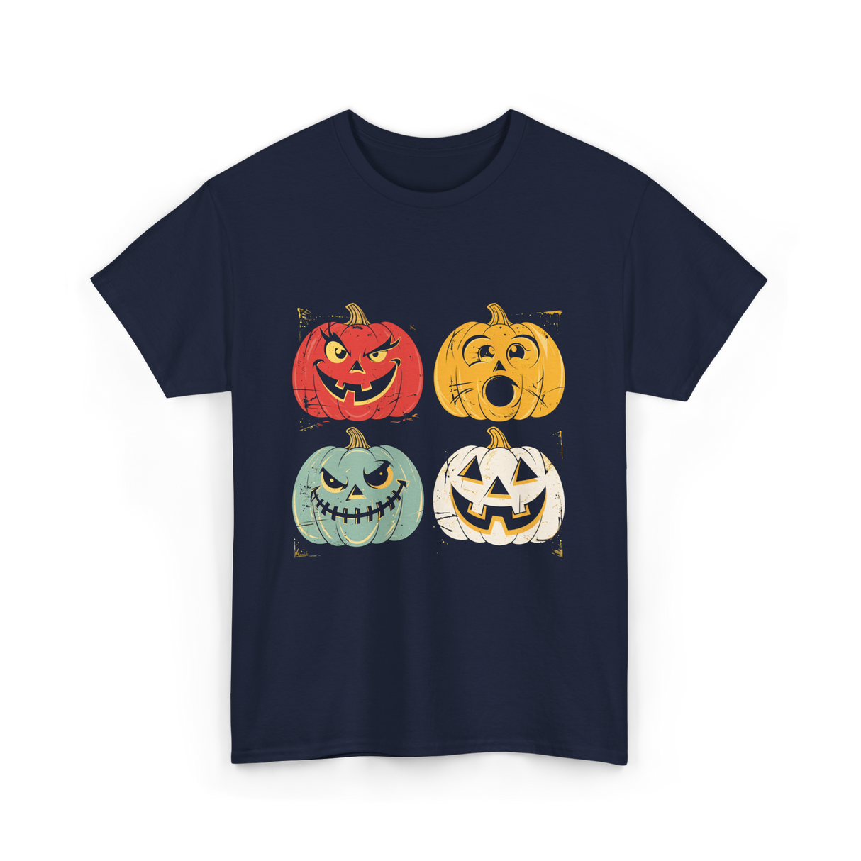 Vintage Halloween Pumpkins Halloween T-Shirt - Navy
