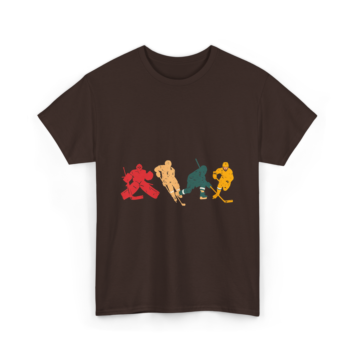 Vintage Ice Hockey Players Hockey T-Shirt - Dark Chocolate