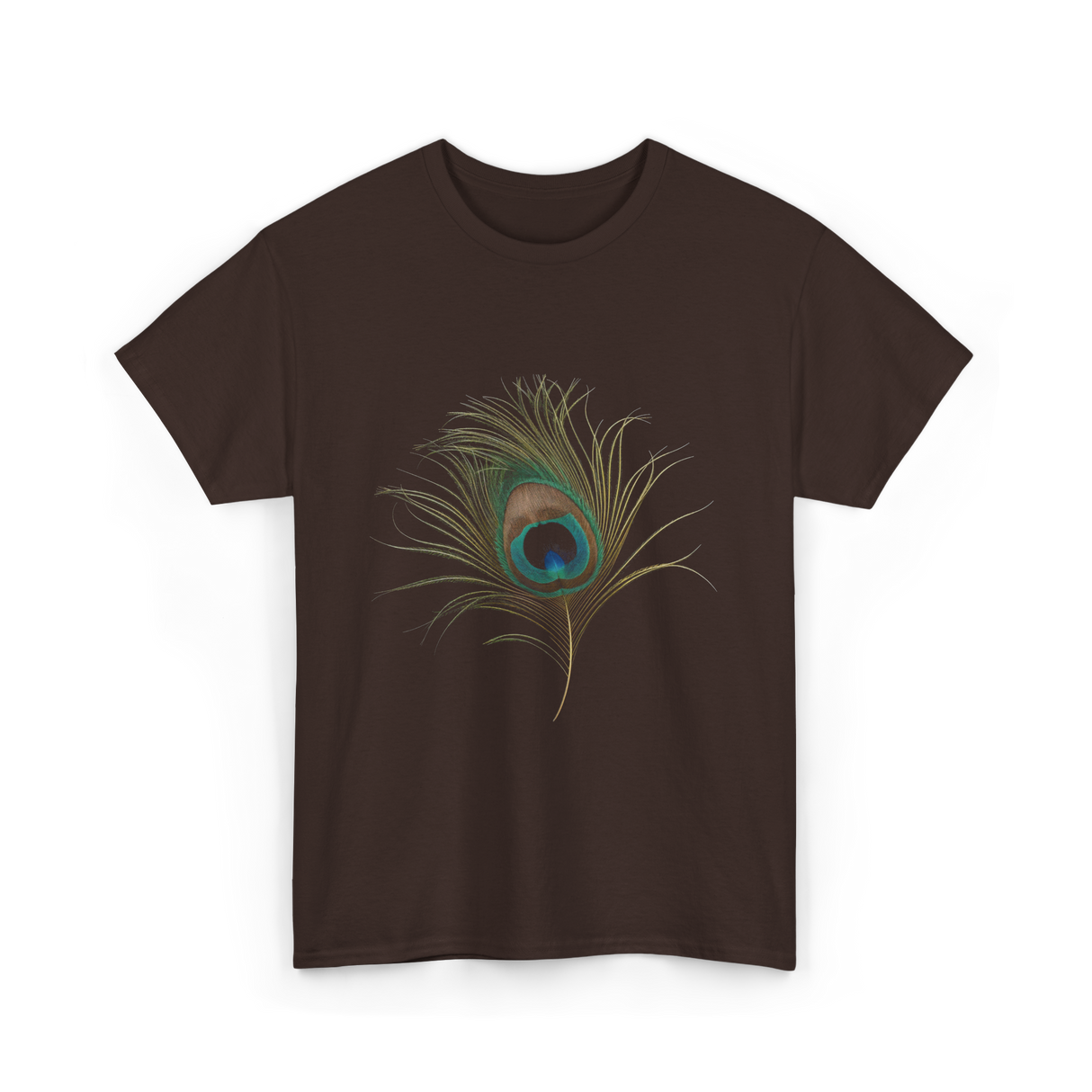 Vintage Peacock Feather Peacock T-Shirt - Dark Chocolate