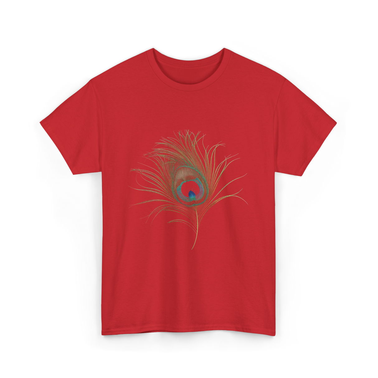 Vintage Peacock Feather Peacock T-Shirt - Red