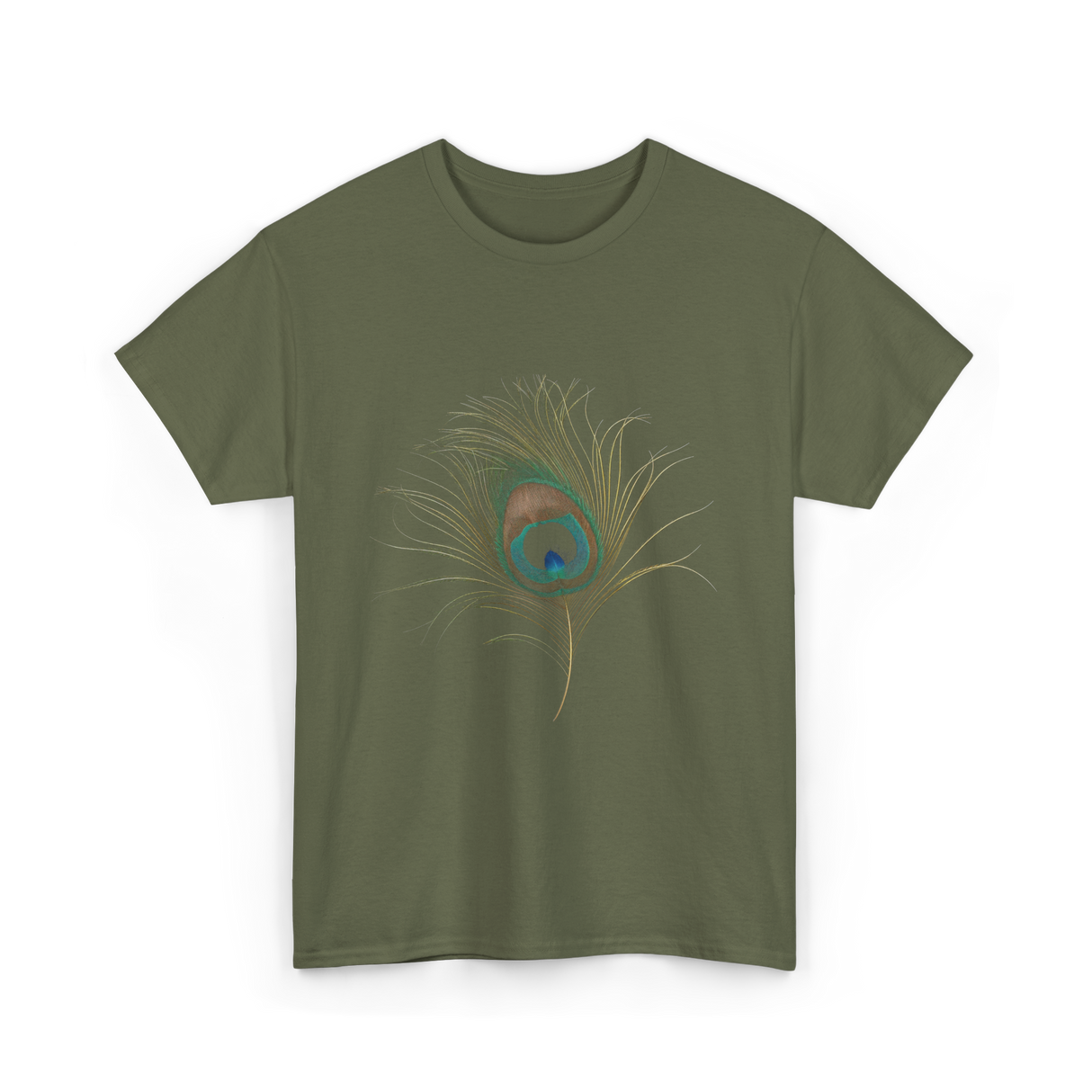 Vintage Peacock Feather Peacock T-Shirt - Military Green