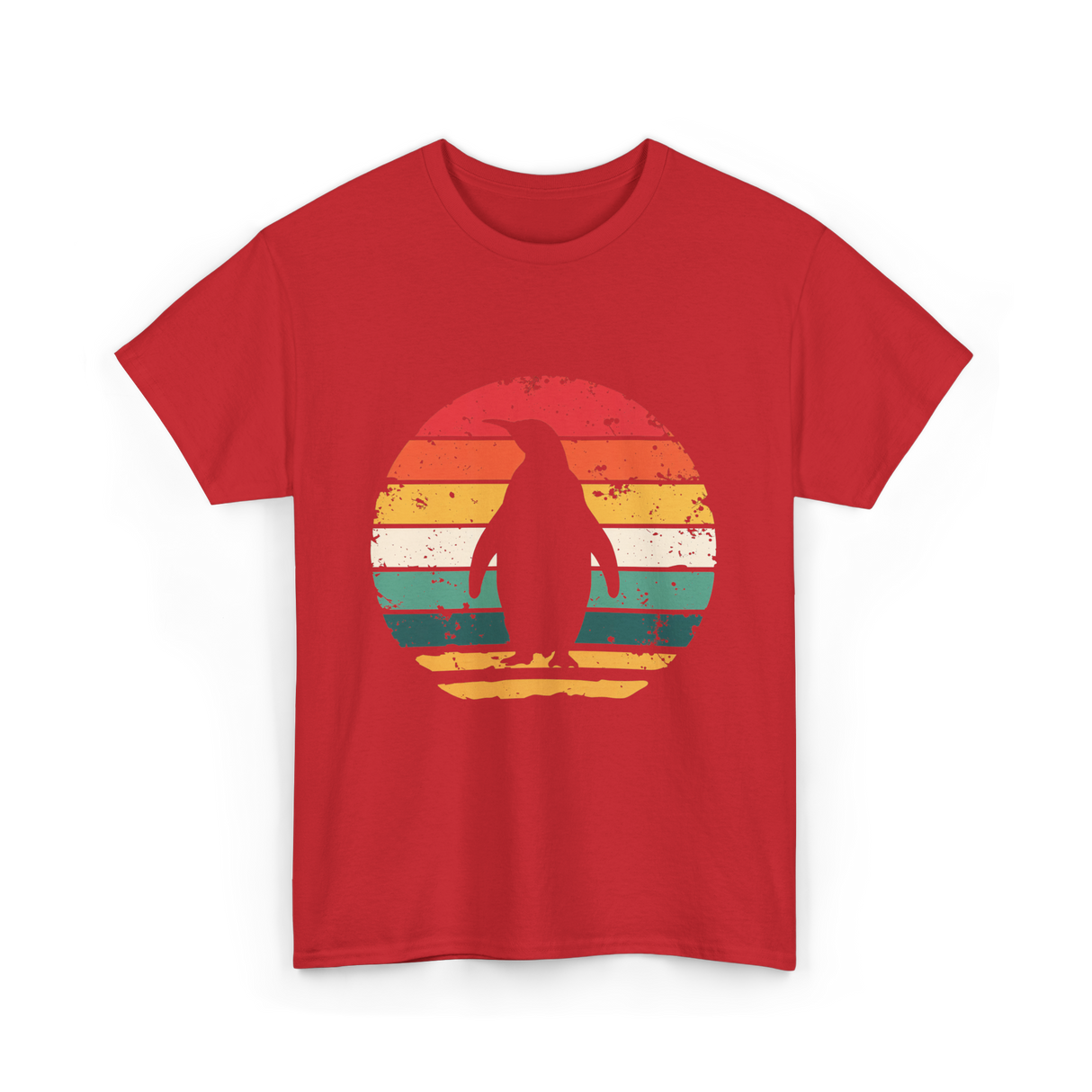 Vintage Penguins Sunset Penguins T-Shirt - Red