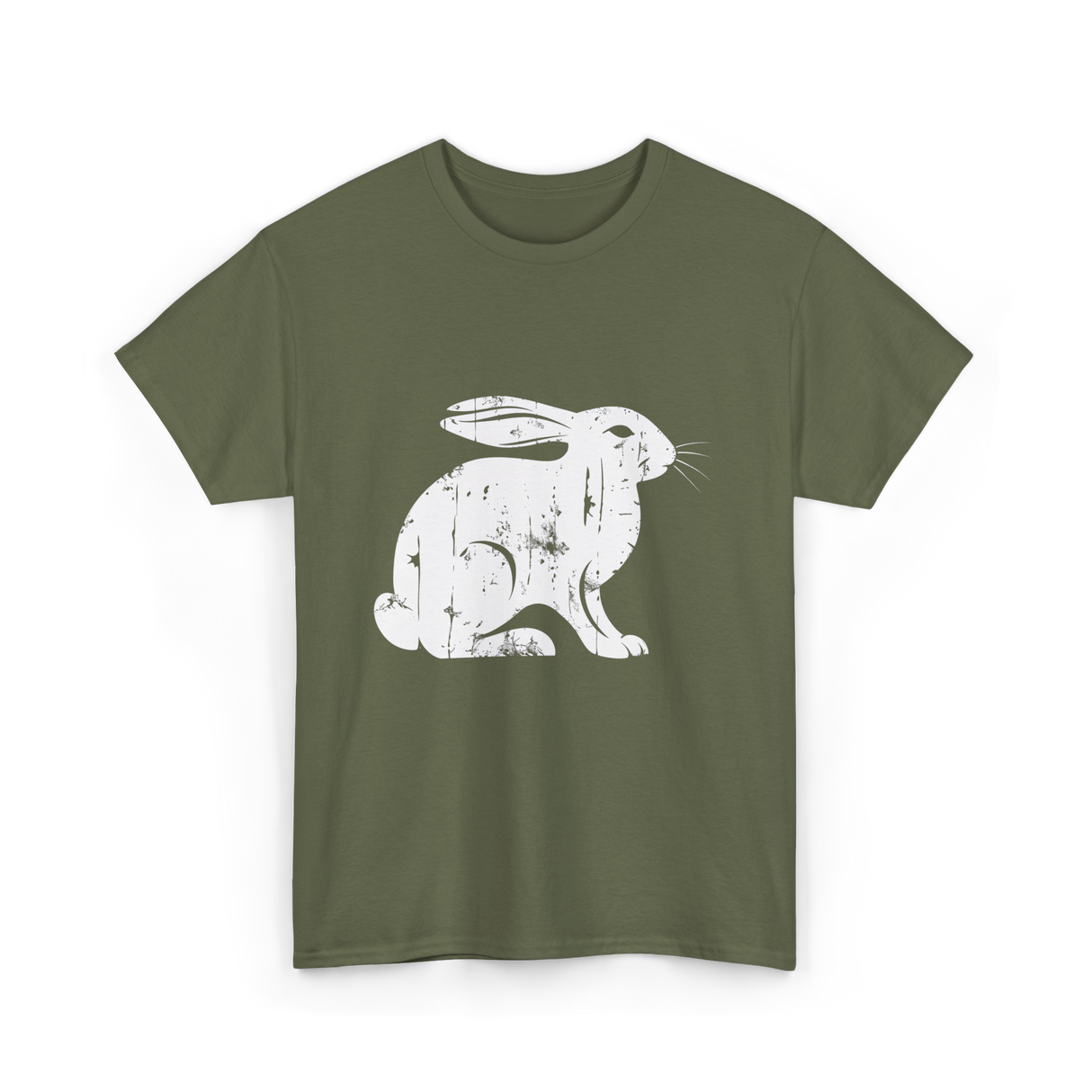 Vintage Rabbit Rabbit Design T-Shirt - Military Green