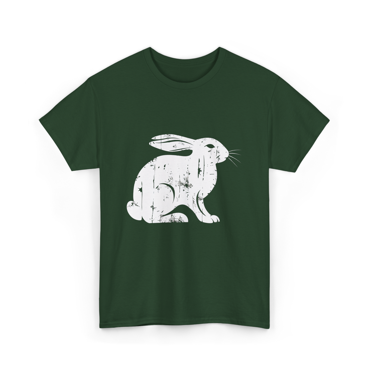 Vintage Rabbit Rabbit Design T-Shirt - Forest Green