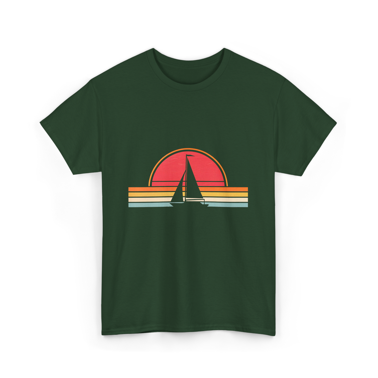 Vintage Sailing Boat Sailing T-Shirt - Forest Green