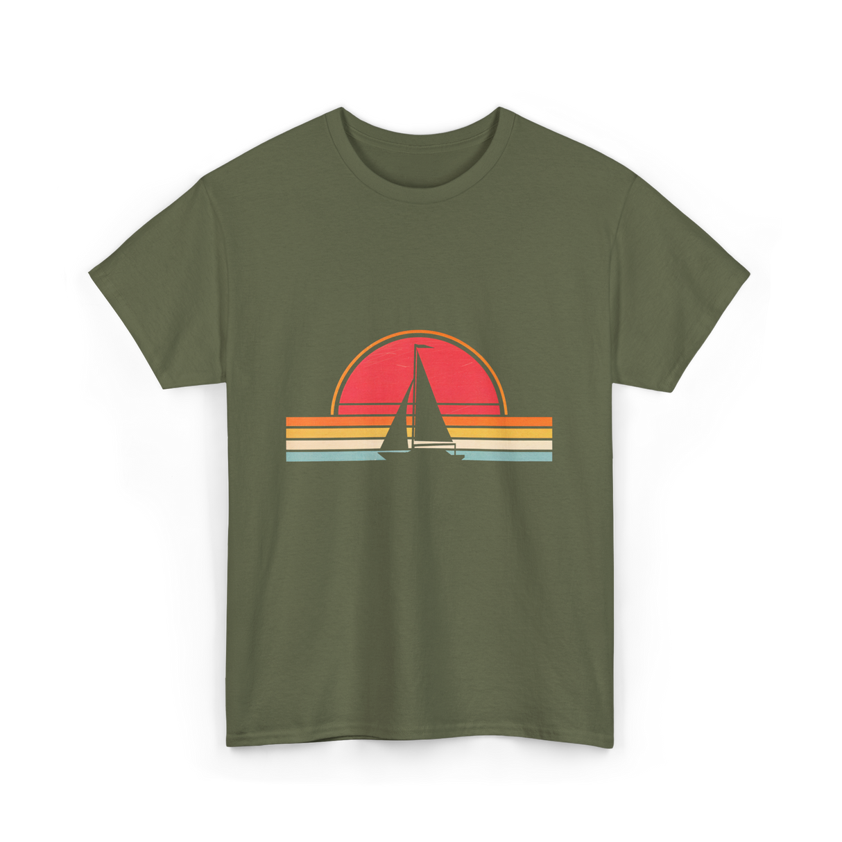 Vintage Sailing Boat Sailing T-Shirt - Military Green