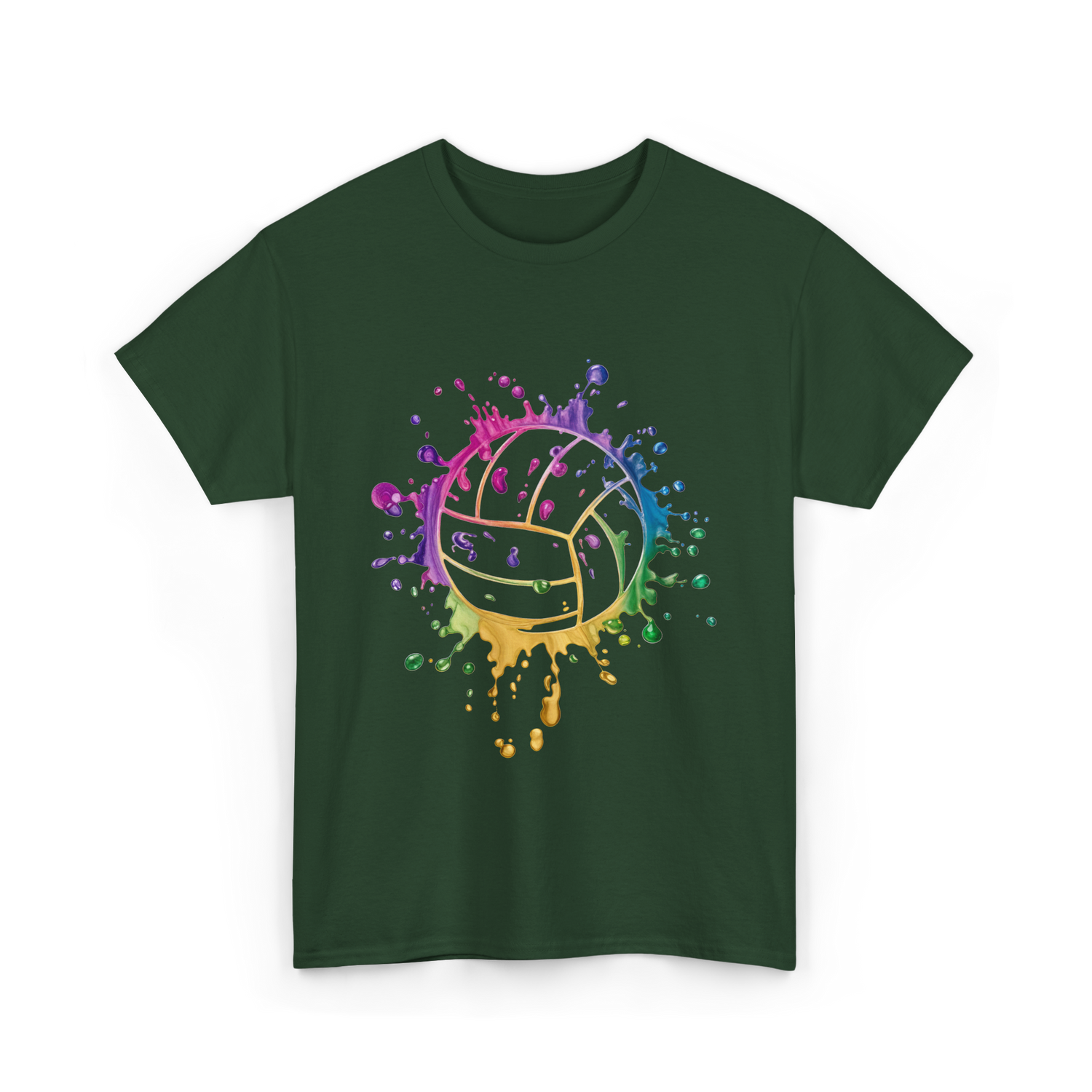 Volleyball Tie Dye Art Vollyball T-Shirt - Forest Green