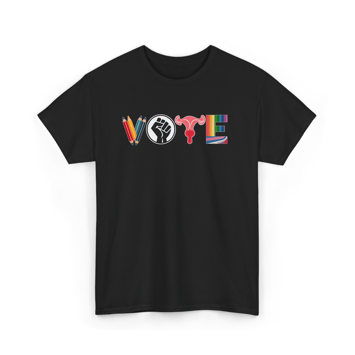 Vote Empower Rights Equality T-Shirt - Black