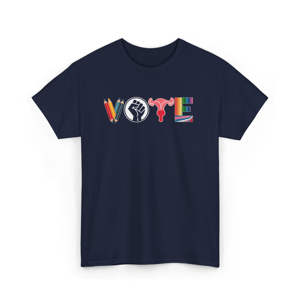 Vote Empower Rights Equality T-Shirt - Navy