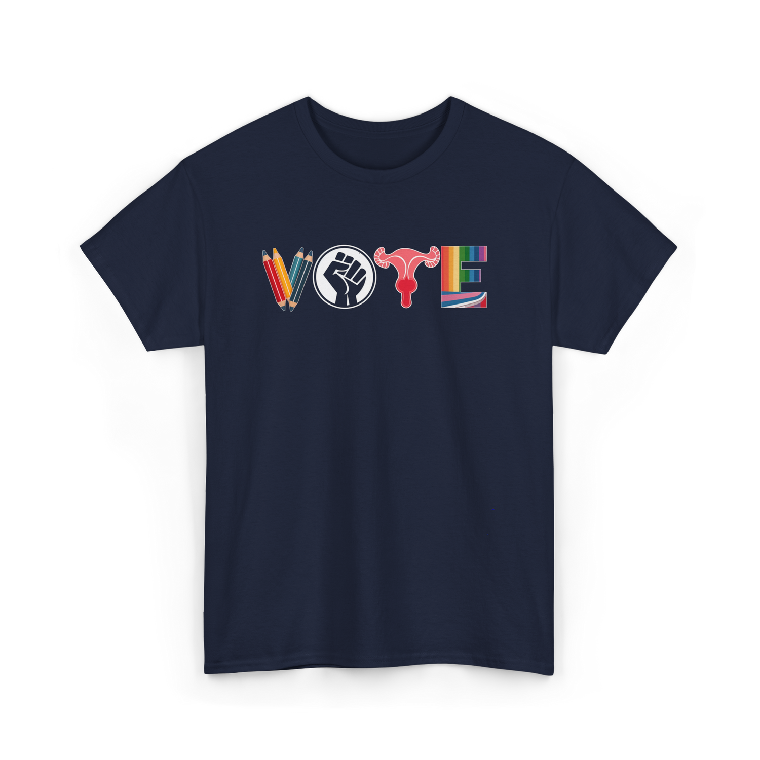 Vote Empower Rights Equality T-Shirt - Navy