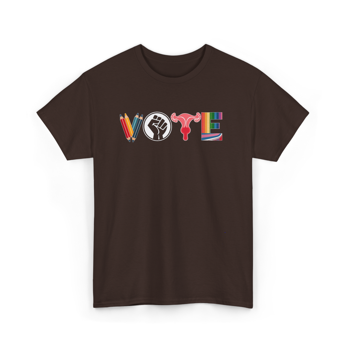 Vote Empower Rights Equality T-Shirt - Dark Chocolate