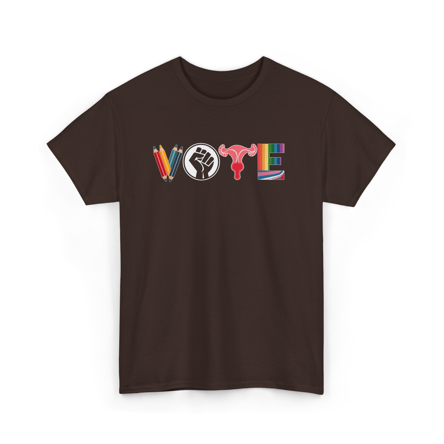 Vote Empower Rights Equality T-Shirt - Dark Chocolate
