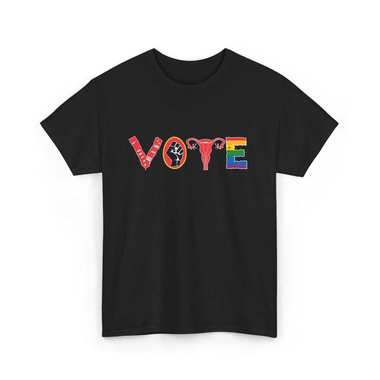 Vote Ovaries Activism LGBTQ Feminism T-Shirt - Black