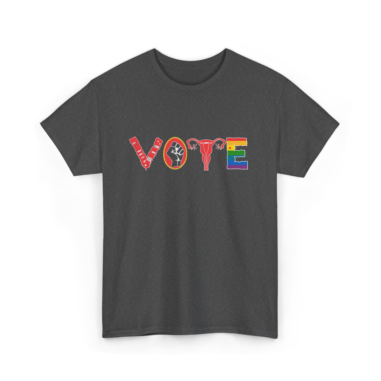 Vote Ovaries Activism LGBTQ Feminism T-Shirt - Dark Heather