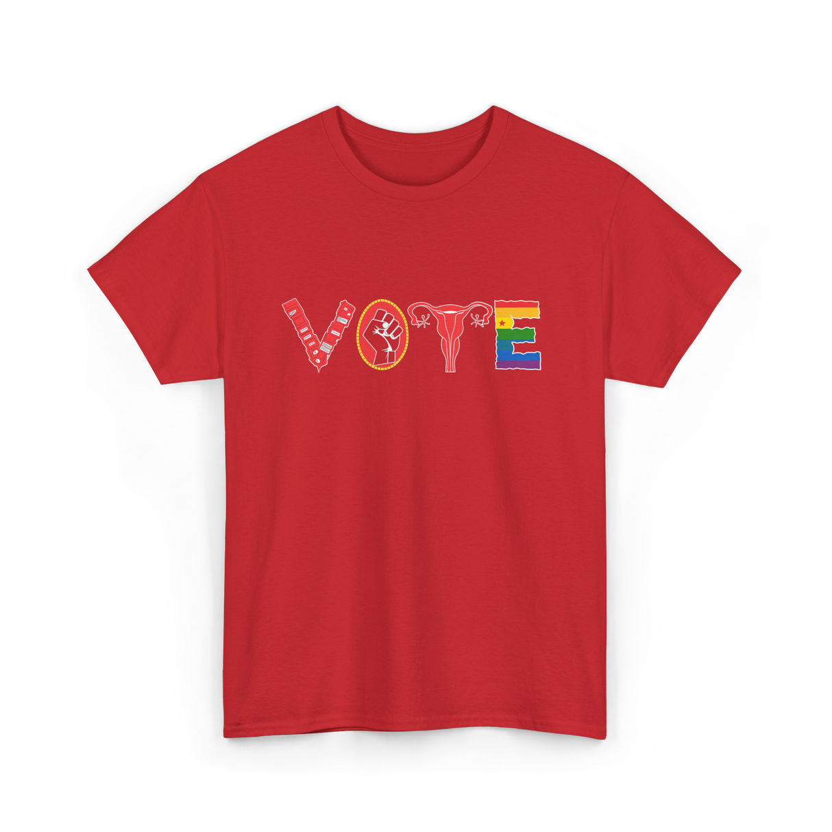 Vote Ovaries Activism LGBTQ Feminism T-Shirt - Red