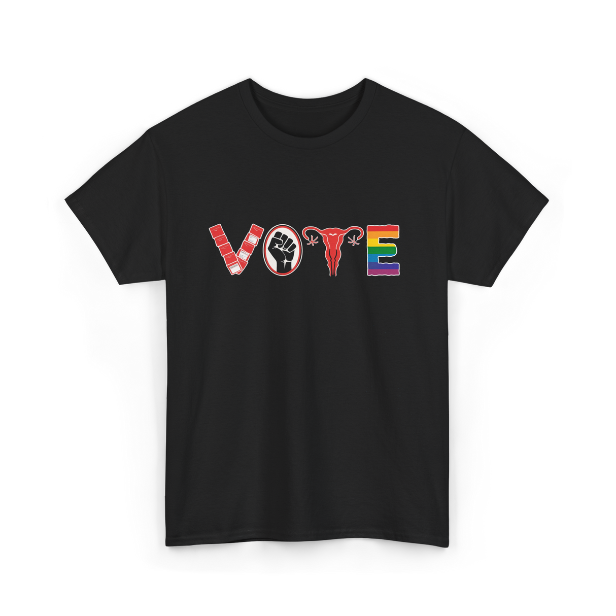Vote Ovaries LGBTQ Activism T-Shirt - Black