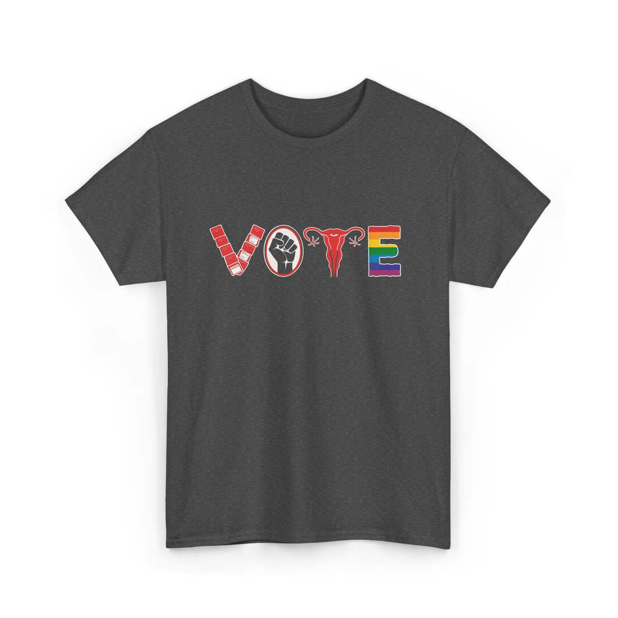 Vote Ovaries LGBTQ Activism T-Shirt - Dark Heather