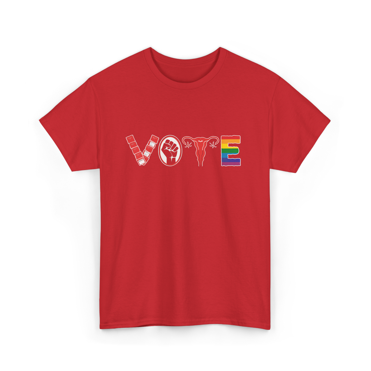 Vote Ovaries LGBTQ Activism T-Shirt - Red