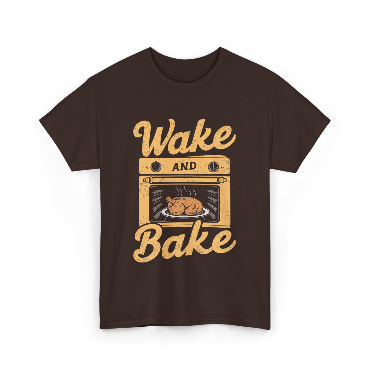 Wake Bake Cooking Meal Feast T-Shirt - Dark Chocolate