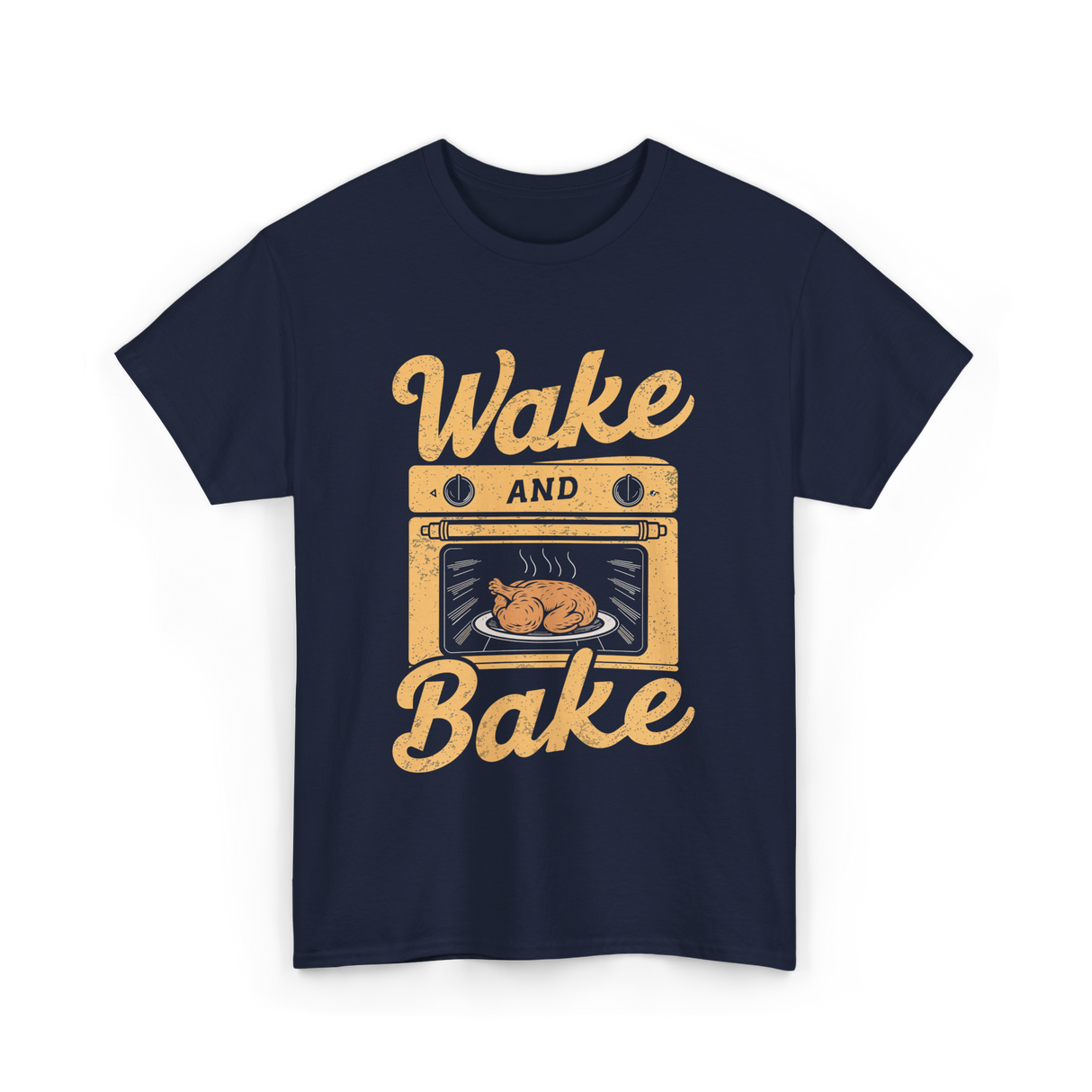 Wake Bake Cooking Meal Feast T-Shirt - Navy