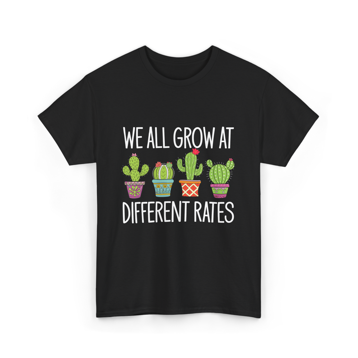 We All Grow Cactus Education T-Shirt - Black