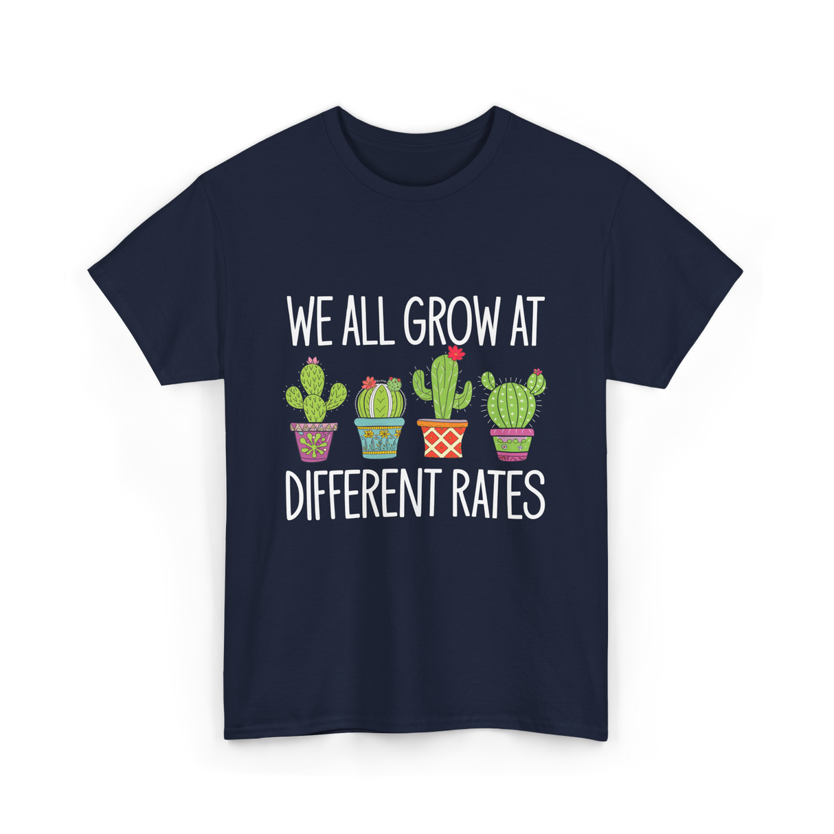 We All Grow Cactus Education T-Shirt - Navy