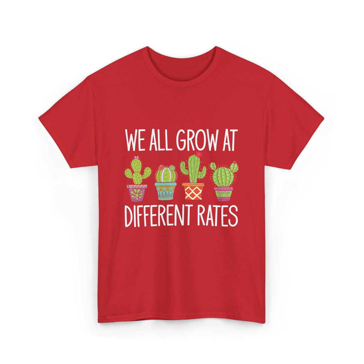 We All Grow Cactus Education T-Shirt - Red
