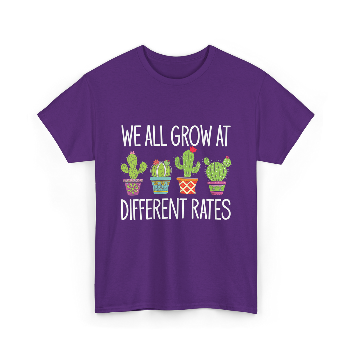 We All Grow Cactus Education T-Shirt - Purple