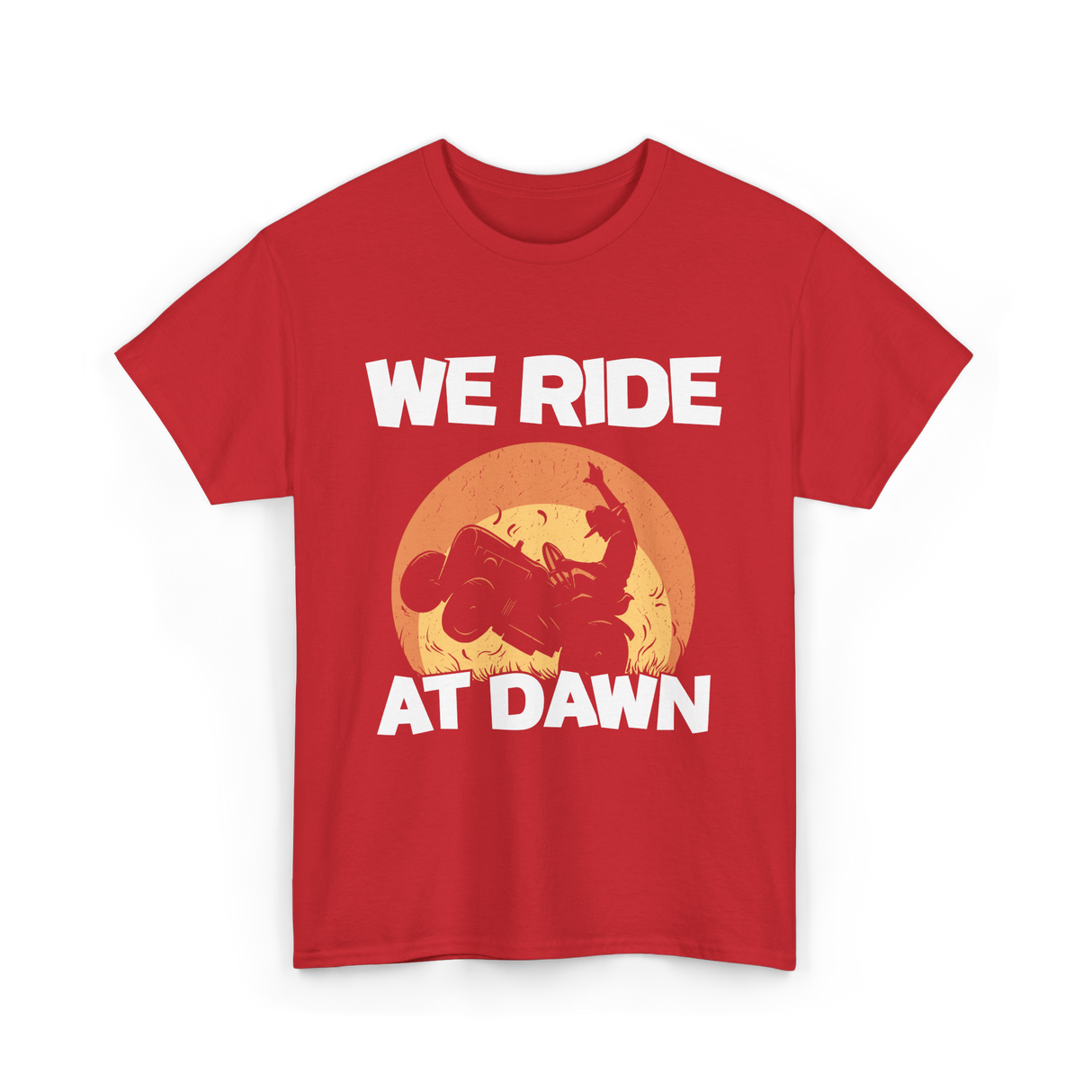 We Ride At Dawn Lawn Mowing T-Shirt - Red