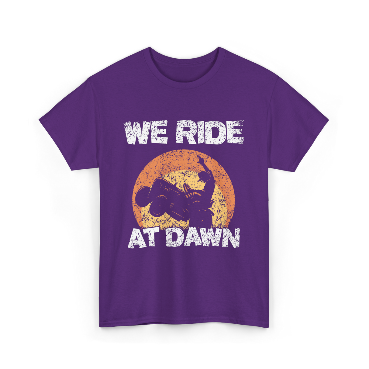 We Ride At Dawn Mowing Tractor T-Shirt - Purple