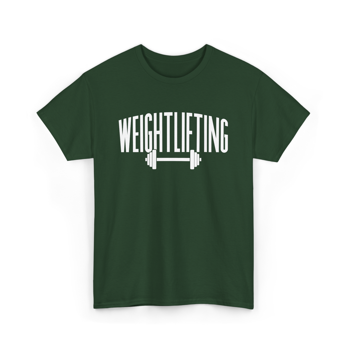 Weightlifting Barbell Fitness T-Shirt - Forest Green
