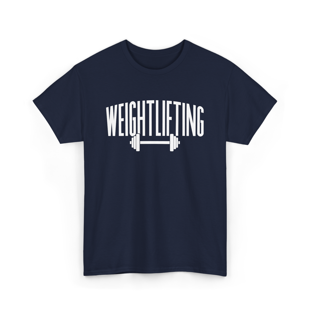 Weightlifting Barbell Fitness T-Shirt - Navy