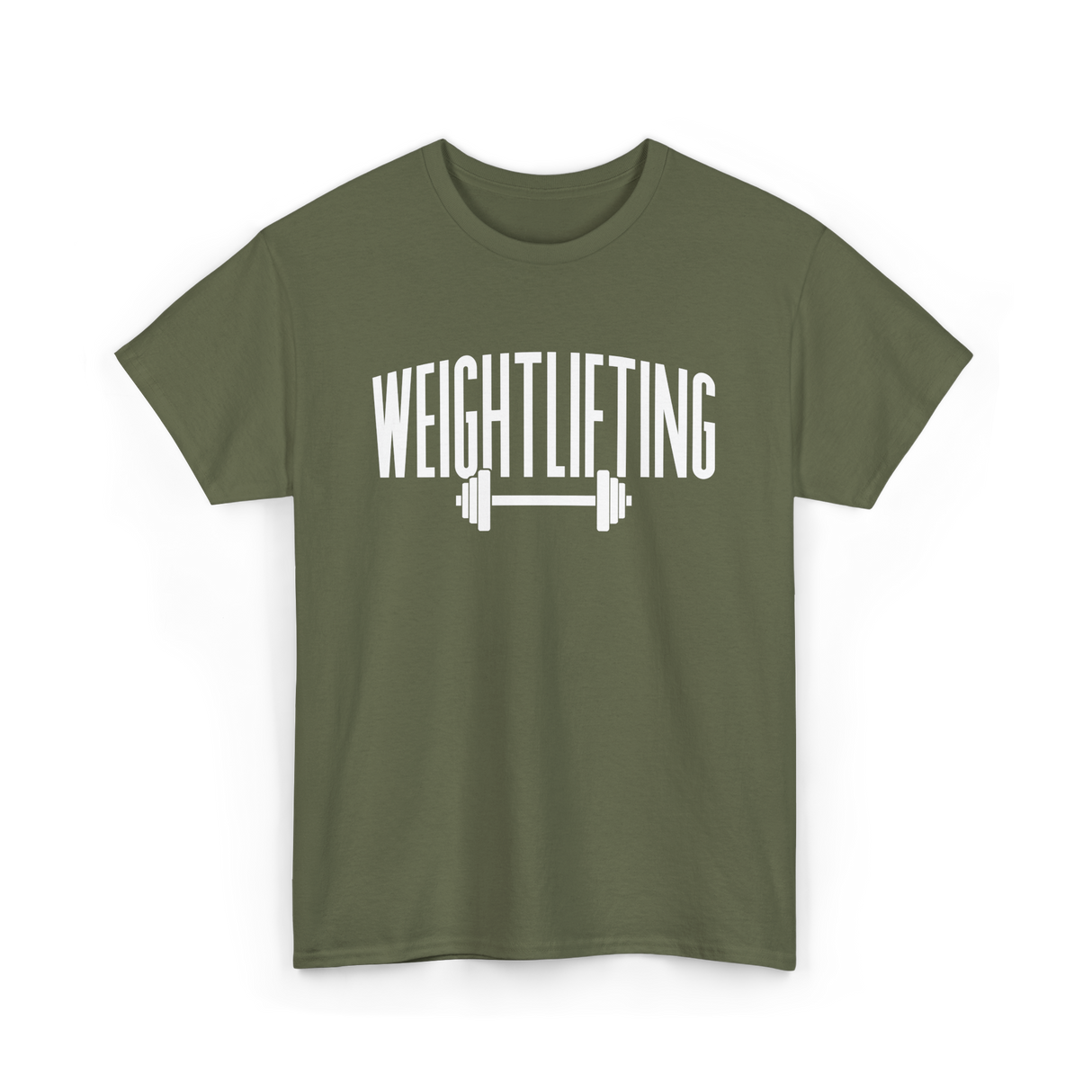 Weightlifting Barbell Fitness T-Shirt - Military Green