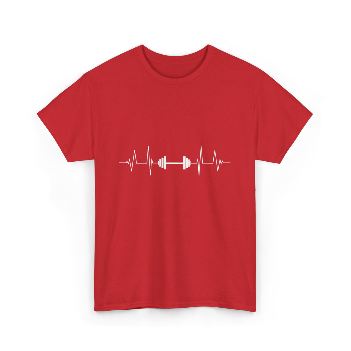 Weightlifting Heartbeat Fitness Gym T-Shirt - Red