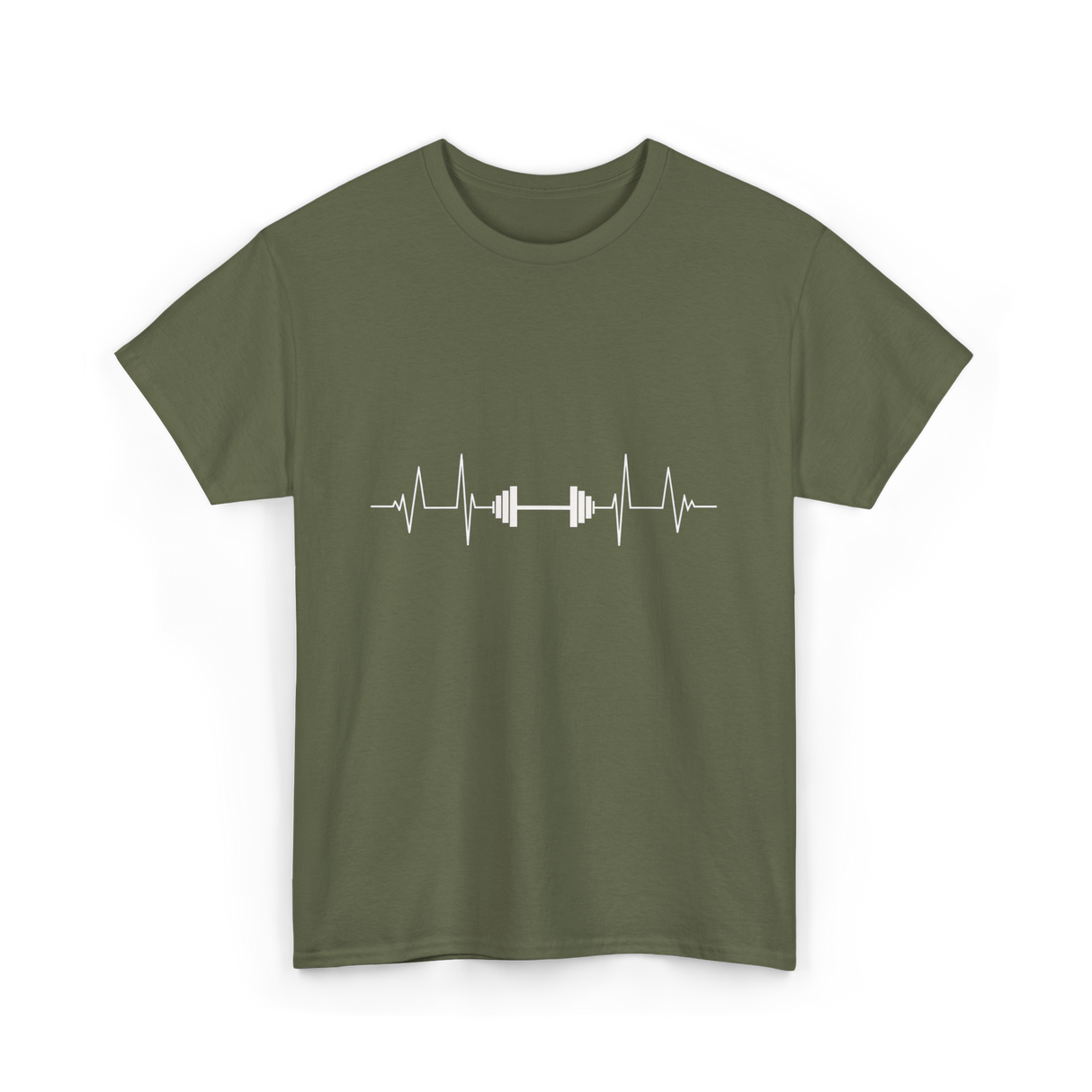Weightlifting Heartbeat Fitness Gym T-Shirt - Military Green