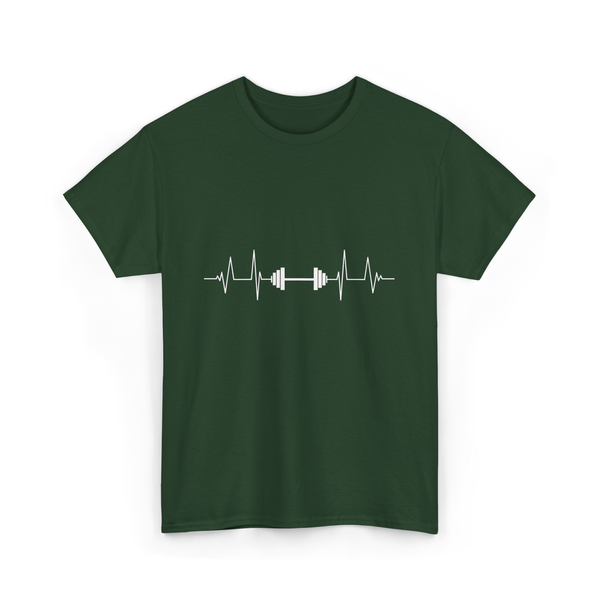 Weightlifting Heartbeat Fitness Gym T-Shirt - Forest Green
