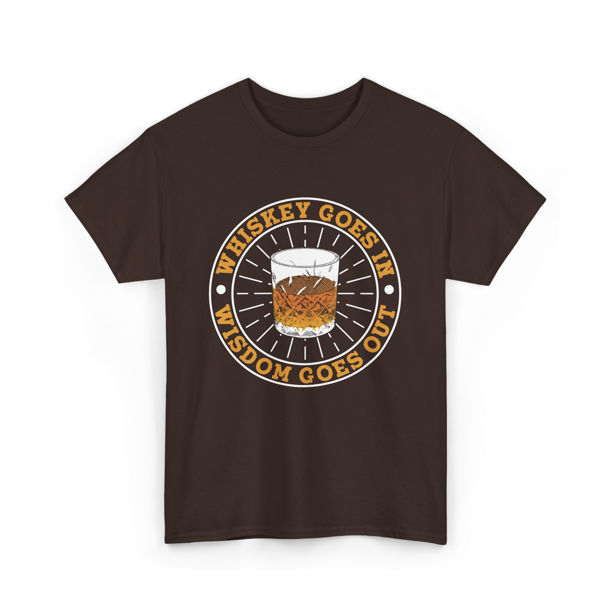 Whiskey Goes In Wisdom Goes Out Whiskey T-Shirt - Dark Chocolate