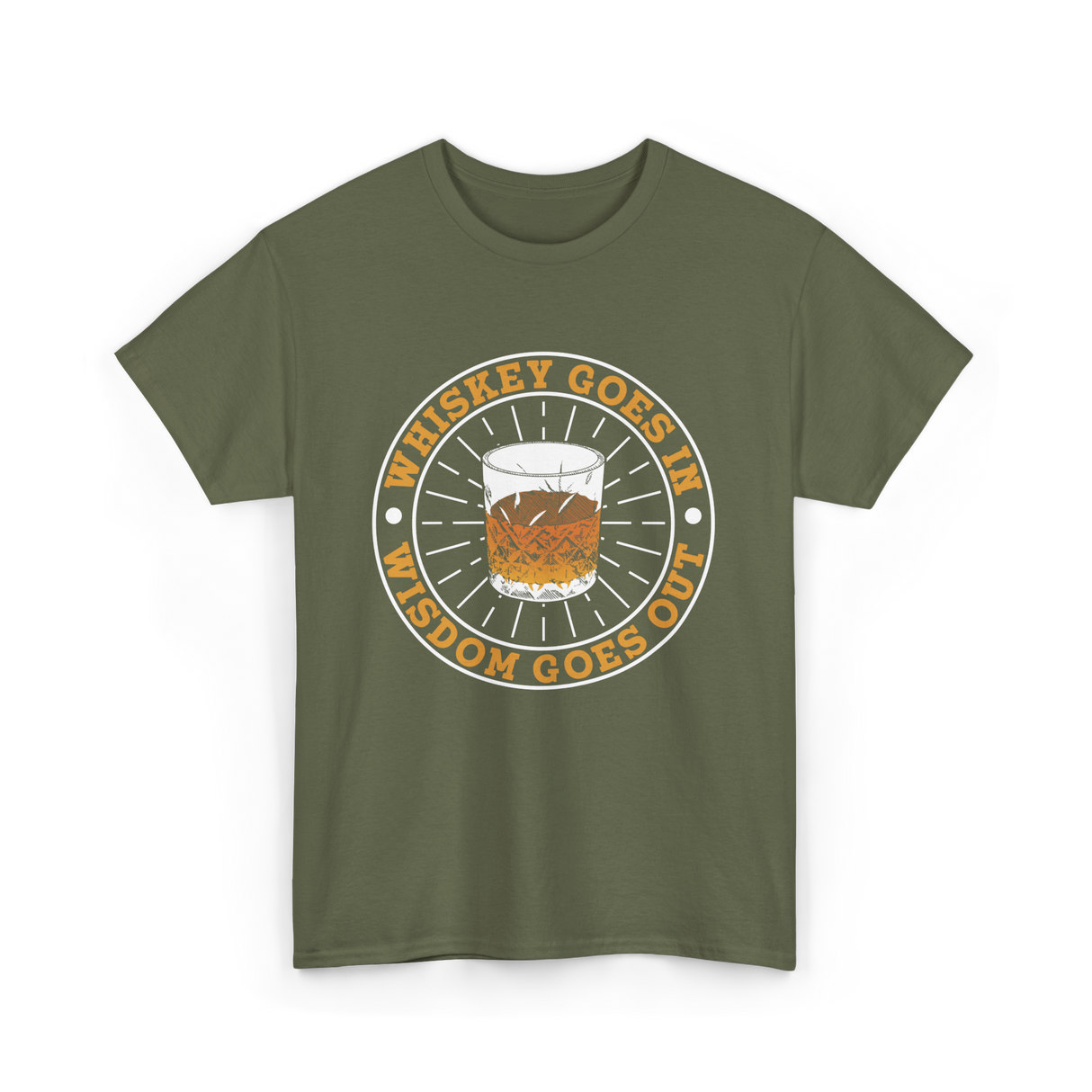 Whiskey Goes In Wisdom Goes Out Whiskey T-Shirt - Military Green